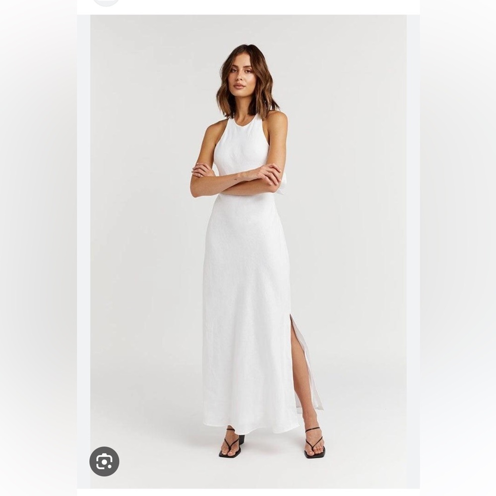 Dissh Andrea White Linen Maxi Dress Sz 4